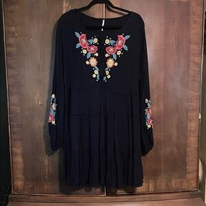 Free People Spell On You embroidered peasant with tank dress lining size M